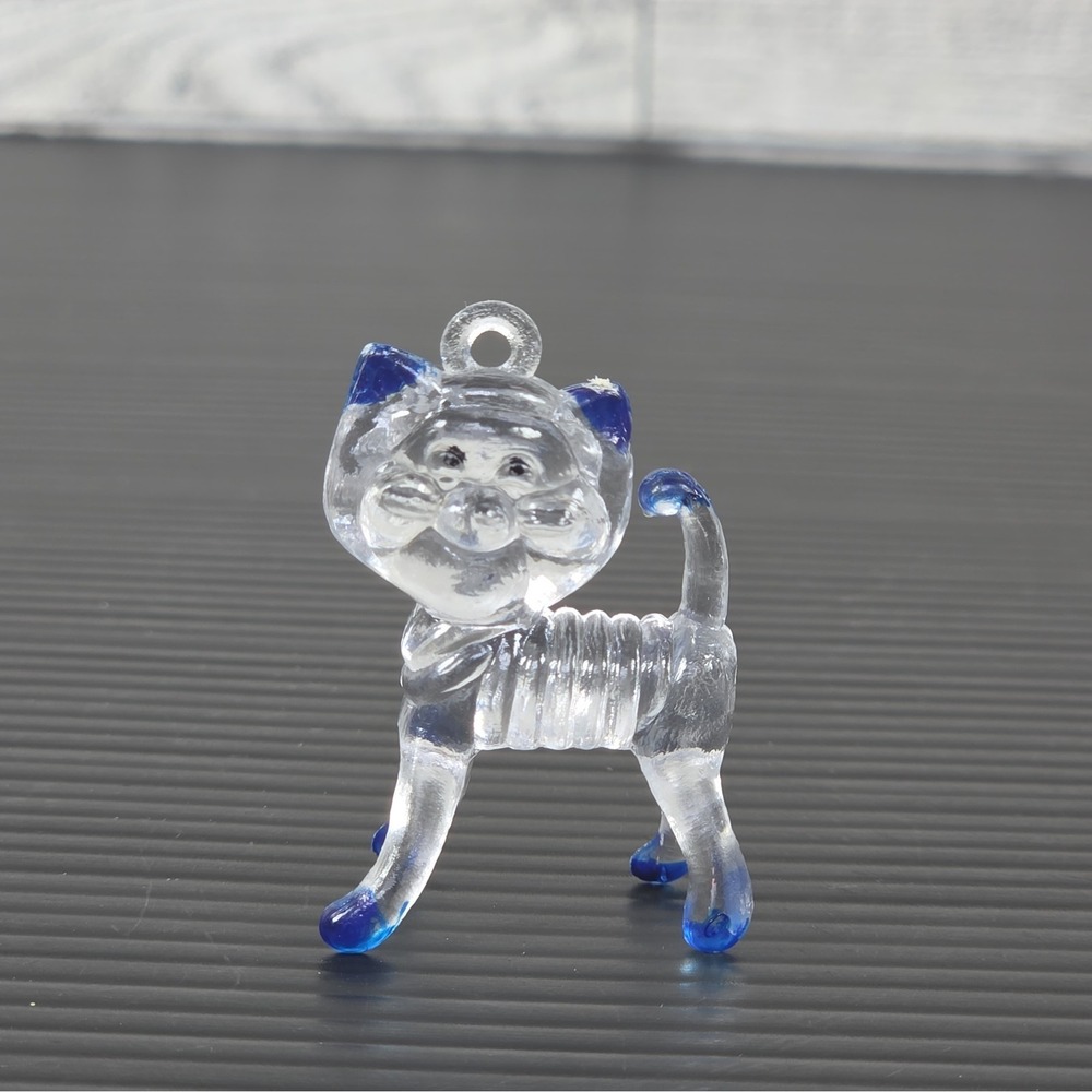 VTG‎ 1976 LUCITE XMAS ORNAMENT GRINNING CAT ONLY, CRYSTALITE PET